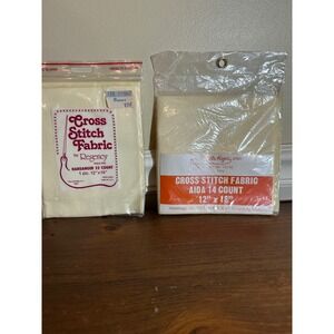 Vintage Cross Stitch Fabric Lot Regency Hardanger 22ct NeedleMagic Aida 14ct